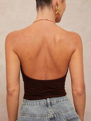 طقم تانكيني حريمي x Lina Lumalex ملابس علوية ملابس علوية المرأة ضيق بتصميم ظهر مكشوف وحلية حلقية على الرقبة