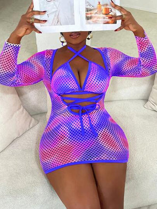 Slaydiva حمالة صدر بشكل بكيني من قماش الشبكة، مقاس كبير ، مثير للحفلات