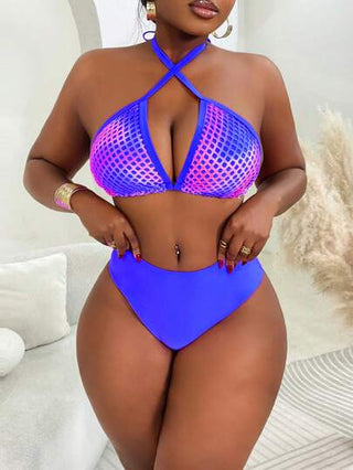Slaydiva حمالة صدر بشكل بكيني من قماش الشبكة، مقاس كبير ، مثير للحفلات
