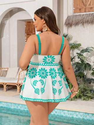 Swim Lushoire 1 طقم بكيني قابل للإزالة مقاس كبير، طباعة تصميم بسيط و ملون، مناسب للارتداء اليومي و في العطلات و على الشاطئ للنساء