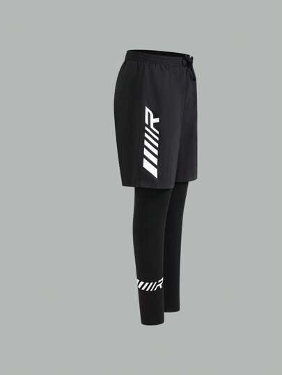 SHEIN 1 مجموعة ملابس رياضية كاجوال للأولاد المراهقين باللون الأسود بنمطين، مقاس وسط أوروبي وأمريكي، مناسبة لملابس الأطفال وملابس الأولاد الصغار للعودة للمدرسة، مناسبة للاستخدام اليومي، للمدرسة، للسفر، للرياضة، للربيع والصيف