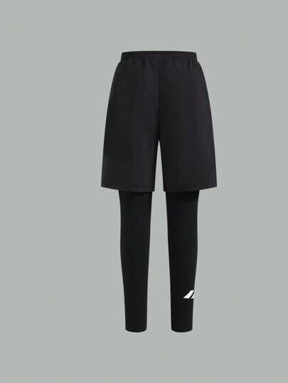 SHEIN 1 مجموعة ملابس رياضية كاجوال للأولاد المراهقين باللون الأسود بنمطين، مقاس وسط أوروبي وأمريكي، مناسبة لملابس الأطفال وملابس الأولاد الصغار للعودة للمدرسة، مناسبة للاستخدام اليومي، للمدرسة، للسفر، للرياضة، للربيع والصيف