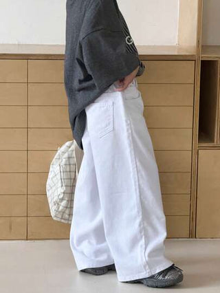 SHEIN سروال جينز ذو فتحات واسعة وفضفاض من القطن، ملائم للبنين الصغار، أزياء عصرية كاجوال مناسبة للربيع والصيف للارتداء داخل المنزل وخارجه وفي الحياة اليومية