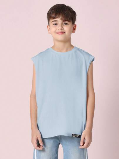 ملابس رياضية أطفال SUMWON قميص أكمام بدون أطفال رياضي لأداء التدريب النشط، ملابس رياضية كاجوال، تمارين صيفية رياضة صالة رياضية، قماش قابل للتنفس خفيف الوزن للشباب، ملابس جري، موضة ملابس أطفال رياضية