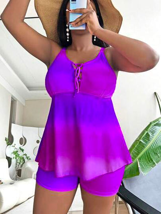 SHEIN Swim Curve بيكيني تانكيني لقياسات كبيرة الحجم، ملابس السباحة الصيفية الأنيقة