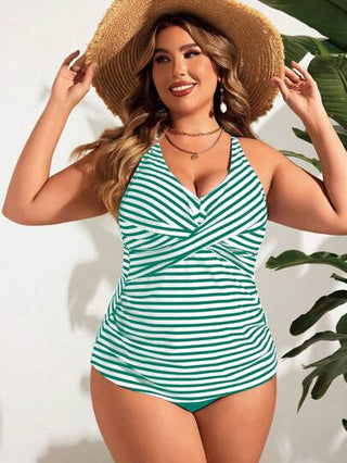 Swim Lushoire توب بكيني بياقة عالية المقاس الكبير، موضة الصيف