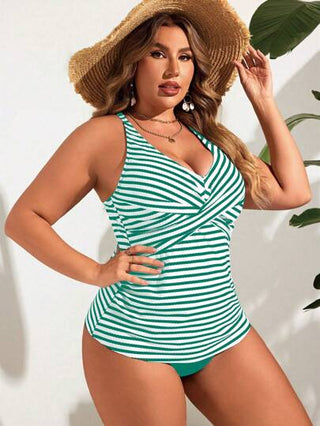 Swim Lushoire توب بكيني بياقة عالية المقاس الكبير، موضة الصيف