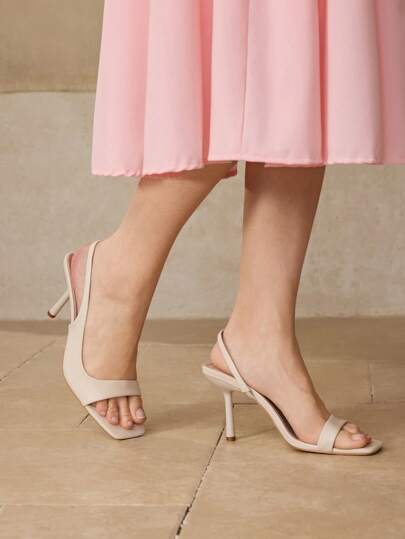 MOTF PREMIUM صنادل فستان ذات كعب رفيع وأصابع مربعة