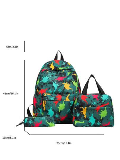 طقم حقائب مدرسية للبنات 3 قطع، حقيبة مدرسية كبيرة السعة للأولاد بطباعة، طقم حقائب ظهر للأطفال دفتري قطع كيوت