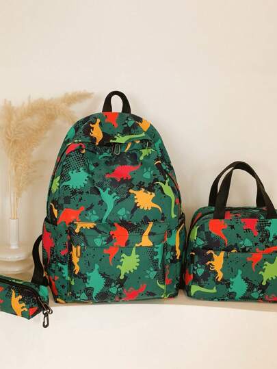 طقم حقائب مدرسية للبنات 3 قطع، حقيبة مدرسية كبيرة السعة للأولاد بطباعة، طقم حقائب ظهر للأطفال دفتري قطع كيوت