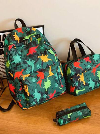 طقم حقائب مدرسية للبنات 3 قطع، حقيبة مدرسية كبيرة السعة للأولاد بطباعة، طقم حقائب ظهر للأطفال دفتري قطع كيوت