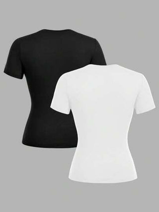 EZwear قميصين قصير الأكمام بطقم رقبة مناسبين للطبقات الربيع والصيف، أسلوب كاجوال بسيط وأساسي