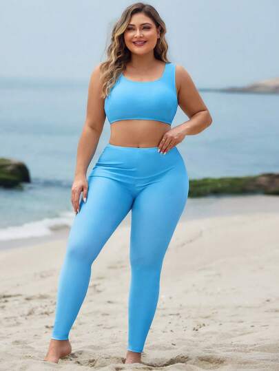 Swim Shayni طقم ثوب نسائي كامل مقاس كبير فضفاض ومريح، متكون من فستان ماكسي بأكمام طويلة مطبوع بطبعة أومبير وبنطال خصر عالي، مجموعة ملابس للسباحة، موديل عصري للشاطئ لمنطقة الشرق الأوسط