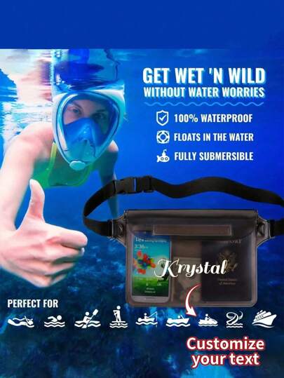 حقيبة واقية للهاتف مقاومة للماء مع حزام للخصر، اكسسوارات للشاطئ، للقوارب والسباحة والغطس والتجديف والشاطئ والحمام والحديقة المائية والسفر، منظم صغير الحجم لعناصر السفر المنزلي والبحري والأساسيات، حقيبة سفر صغيرة محمولة