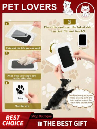 طقم ختم بصمة لاسلكي جديد بأشكال أقدام الحيوانات الأليفة للقطط والكلاب دون وسادة حبر، للاحتفاظ بطبعات أقدام الحيوانات الأليفة كتذكارات، هدية تذكارية رائعة