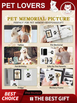 طقم ختم بصمة لاسلكي جديد بأشكال أقدام الحيوانات الأليفة للقطط والكلاب دون وسادة حبر، للاحتفاظ بطبعات أقدام الحيوانات الأليفة كتذكارات، هدية تذكارية رائعة