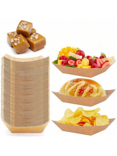 50 حزمة صواني ورق كرافت ثقيلة الوزن، وعاء طعام مقاوم للشحوم لتقديم الأطعمة في الحفلات والمهرجانات والحفلات والكريسماس