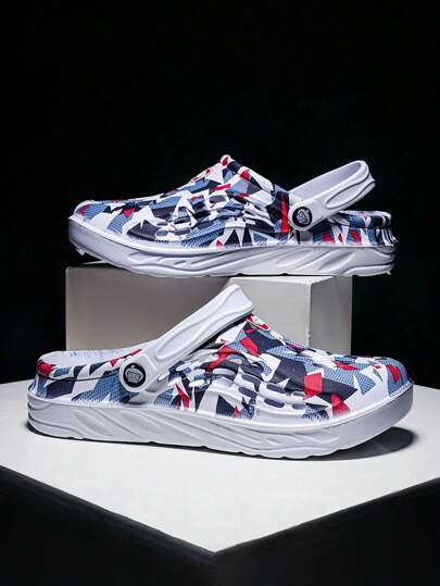 زوج من الخفاف الخفيفة الوزن المريحة للرجال المفرغة ذات مانع الانزلاق للاستخدام في الحديقة، صنادل صيفية للرجال من الشبكة للمناسبات الرسمية أحذية شاطئ وشبشب سميكة القاع مانعة للانزلاق