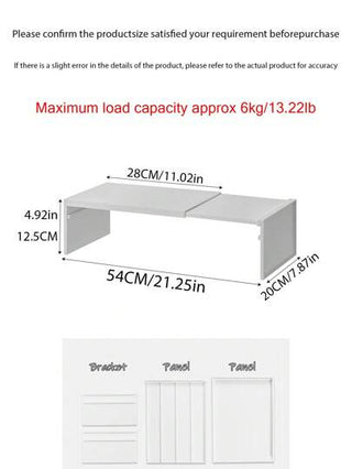 قطعة واحدة من رف مطبخ قابل للتوسيع، منظم خزانة سطح المطبخ البلاستيكي مع رفوف وأقسام قابلة للضبط للتوابل والأواني المطبخية، بدون تجميع، رفوف متعددة الطبقات، رف أدوات مطبخ