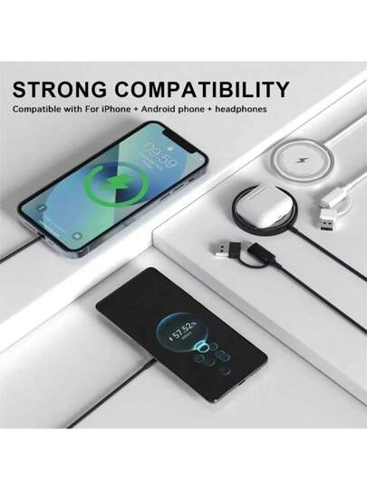 شاحن لاسلكي مغناطيسي من نوع VIKEFON صغير السرعة شحن لاسلكي سريع من نوع C وسادة قاعدة الهاتف