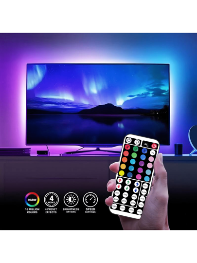 NBBUFF أشرطة إضاءة LED بطول 100 قدم / 3.28 قدم للغرفة، مع جهاز تحكم عن بعد ب- 44 مفتاح ومقبس USB، يمكن ضبط اللون والسطوع، سهلة التركيب للغرفة والمنزل والمطبخ والصالة واحتفالات الأعياد والديكور لحفلات الزفاف وعيد الميلاد