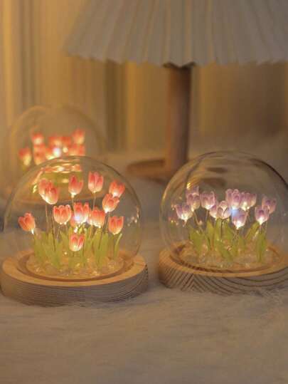 إضاءة ليلية زهرة التوليب - تصميم زهري رومانسي، تعمل بالبطارية، تشمل 20 زهرة توليب، مناسبة لديكور المكتب، ديكور المنزل، هدية عيد الأم، هدية عيد الحب، ديكور غرفة النوم، جو رومانسي، هدية عيد الميلاد، مصباح فراشة روماني!