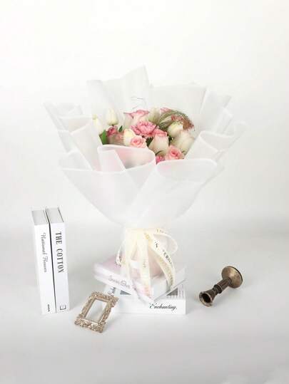 40 قطعة ورق تغليف باكيت الورد الكوري، ذو حافة ذهبية لأعمال الحرف اليدوية ف تغليف الهدايا والديكور ولوازم البوكيه، 23 بوصة في 23 بوصة، ورق تغليف، ورق نسيجي، لوازم البوكيه، ورق نسيجي وردي للأكياس الهدايا والتغليف، ورق تغليف هدايا متعدد الألوان، ورق تغليف هد