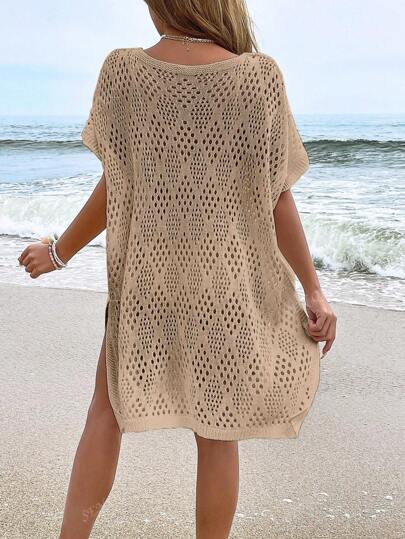 كيمونو كاجوال بتصميم مفرغ للسيدات (لا يشمل ملابس السباحة)