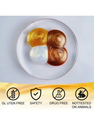 أربعة ألوان للاختيار من بينها، تنير لون البشرة وتضيف البريق والإشراق، مناسبة لجميع ألوان البشرة، مناسبة للحفلات والمهرجانات الموسيقية وحفلات الأزياء وغيرها من المناسبات، تلمع بشكل ساطع ولامع