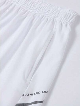 شورتات كاجوال بيضاء مناسبة للجنسين للركض في الهواء الطلق ،العطلات الشاطئية ، الرياضة. سراويل صيفية خفيفة الوزن فضفاضة بطول 3/5 للأزواج