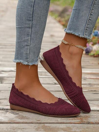 أحذية كاجوال نسائية محبوكة بالدانتيل بنمط السهل الارتداء، مريحة متعددة الاستخدامات وأنيقة بقاع ناعم