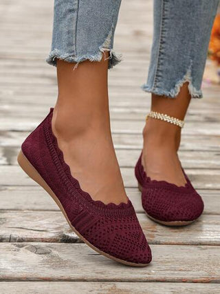 أحذية كاجوال نسائية محبوكة بالدانتيل بنمط السهل الارتداء، مريحة متعددة الاستخدامات وأنيقة بقاع ناعم
