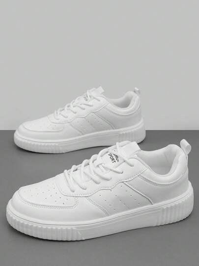 أحذية رياضة كاجوال بنمط أربطة مرنة من 36 إلى 45، أحذية بيضاء أنيقة وبسيطة، أحذية متعددة الاستخدامات مريحة وسهلة لارتداء الطلاب، مقاومة للانزلاق والتآكل