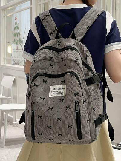 حقيبة ظهر كبيرة السعة بسيطة مصنوعة من القطيفة