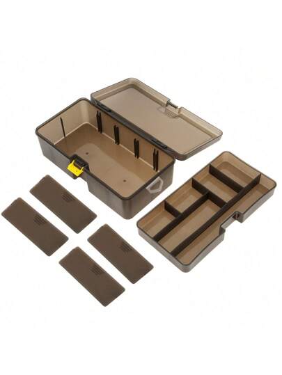 صندوق أدوات الصيد متعدد الوظائف من طبقتين قطعة واحدة، صندوق تخزين أدوات الصيد البلاستيكية