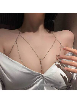 قطعة واحدة سلسلة صدر أوروبية وأمريكية ذات طابع أناقة وجاذبية، مصنوعة من معدن زخرفي هندسي، اكسسوار جذاب لملابس الصيف والملابس الداخلية الجذابة