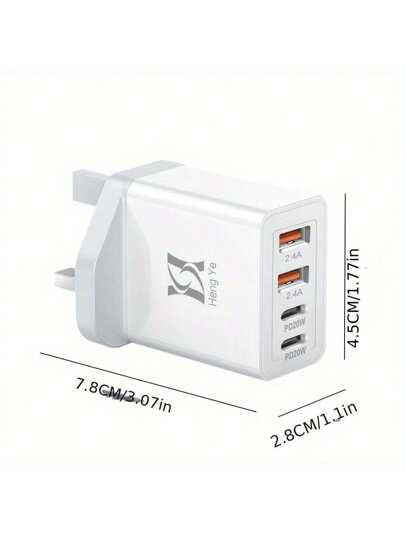 مهايئ كهرباء من النوع C سريع الشحن 4 منافذ USB متعدد الشاحن ، مهايئ طاقة ثنائي المنفذ PD وQC + قابس كهربائي من النوع C متعدد المنافذ متوافق مع هواتف Galaxy S24 Ultra/S22 Plus/S21 FE ويتوافق مع هواتف 16 15 14 13 12 11 Pro Max XS XR 8، iPad، OPPO، Vivo