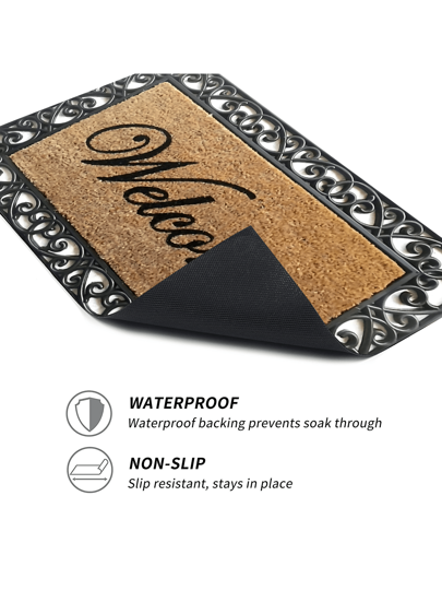 البسط المستطيلة ثلاثية الأبعاد المصنوعة من الطين الحجري اللاصقة المطبوع عليها "مرحبا"، بمقاسات مناسبة لمدخل المنزل وغرفة المعيشة والمطبخ والنوم والممر والحمام وغرفة الغسيل، سجاد بوليستر للديكور الداخلي والخارجي