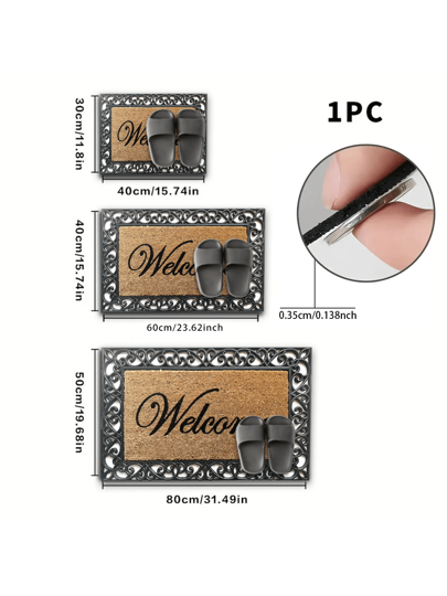 البسط المستطيلة ثلاثية الأبعاد المصنوعة من الطين الحجري اللاصقة المطبوع عليها "مرحبا"، بمقاسات مناسبة لمدخل المنزل وغرفة المعيشة والمطبخ والنوم والممر والحمام وغرفة الغسيل، سجاد بوليستر للديكور الداخلي والخارجي