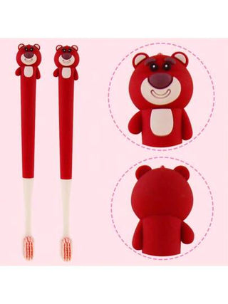 Disney فرشاة أسنان كرتونية أنمي ديزني كاواييه على شكل دب فراولة، مقبض نظيف وأنيق، فرشاة أسنان أصلية وفريدة للسفر كهدية