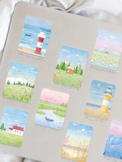 50 قطعة من ملصقات جبلية وبحرية مقاومة للماء ، مناسبة للأمتعة وزجاجات المياه والسكيت بورد ، للاستخدام الأحادي ، بدون تكرار