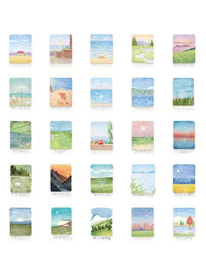 50 قطعة من ملصقات جبلية وبحرية مقاومة للماء ، مناسبة للأمتعة وزجاجات المياه والسكيت بورد ، للاستخدام الأحادي ، بدون تكرار