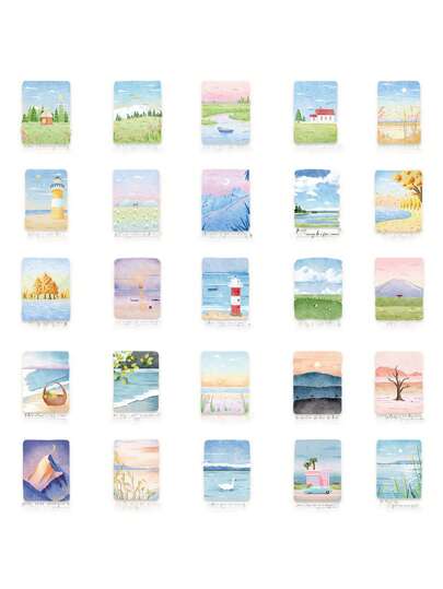 50 قطعة من ملصقات جبلية وبحرية مقاومة للماء ، مناسبة للأمتعة وزجاجات المياه والسكيت بورد ، للاستخدام الأحادي ، بدون تكرار