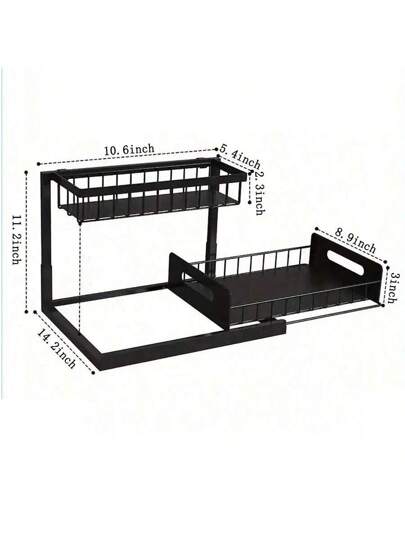 رف مطبخ ضمن الحوض منصة معدنية تحرك ممعدنية ستانلس ستيل من طبقتين، كبير السعة لتخزين المطابخ والحمامات، مقاوم للصدأ، منظم خزانة، تخزين مواد التنظيف، منظم حوض غسيل، موفر للمساحة