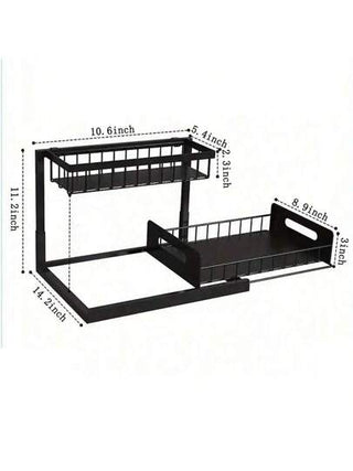 رف مطبخ ضمن الحوض منصة معدنية تحرك ممعدنية ستانلس ستيل من طبقتين، كبير السعة لتخزين المطابخ والحمامات، مقاوم للصدأ، منظم خزانة، تخزين مواد التنظيف، منظم حوض غسيل، موفر للمساحة