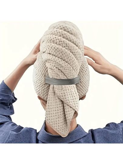 منشفة شعر سريعة الامتصاص والتجفيف للنساء - مصنوعة من البوليستر الناعم ، مثالية للشعر المجعد والطويل والكثيف مع حزام أسود آمن - مثالية للتجفيف والتصفيف ، ربطة شعر آمنة | عمامة شعر أنيقة | مصنوعة من مواد البوليستر الناعمة