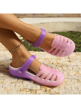 صنادل نسائية شرابة مطاطية بأسلوب بوهيمي مفرغة، لاستخدام داخلي وخارجي كاجوال للمنزل والمكتب والحفلات والشاطئ في الصيف