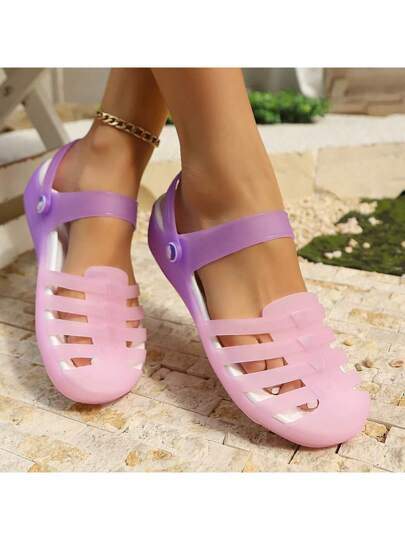 صنادل نسائية شرابة مطاطية بأسلوب بوهيمي مفرغة، لاستخدام داخلي وخارجي كاجوال للمنزل والمكتب والحفلات والشاطئ في الصيف