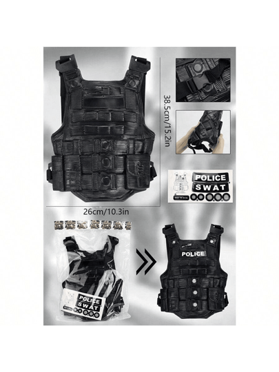 7 قطعة مجموعة زي الشرطة - ألعاب واقعية لرصاصات ناعمة - طقم حماية كامل من 3 مستويات - هدية عيد ميلاد - هدية عيد - إكسسوارات زي تنكري - أدوات حفلات