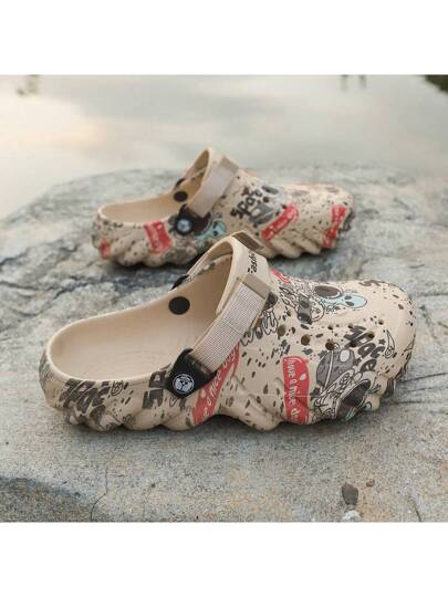 أحذية نسائية قابلة للتنفس بملمس مائي، موديل عصري غير متماثل، مفرغة ومثقّبة - أحذية مريحة مانعة للانزلاق ذات قاع ناعم لحدائق المنزل، أحذية شاطئ مقاومة للتآكل للأزواج، صنادل رياضية خارجية عصرية